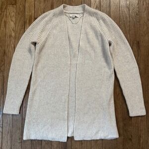 LOFT Women's Size S‎ Beige Knit Long Cardigan Sweater Wool Blend Cozy